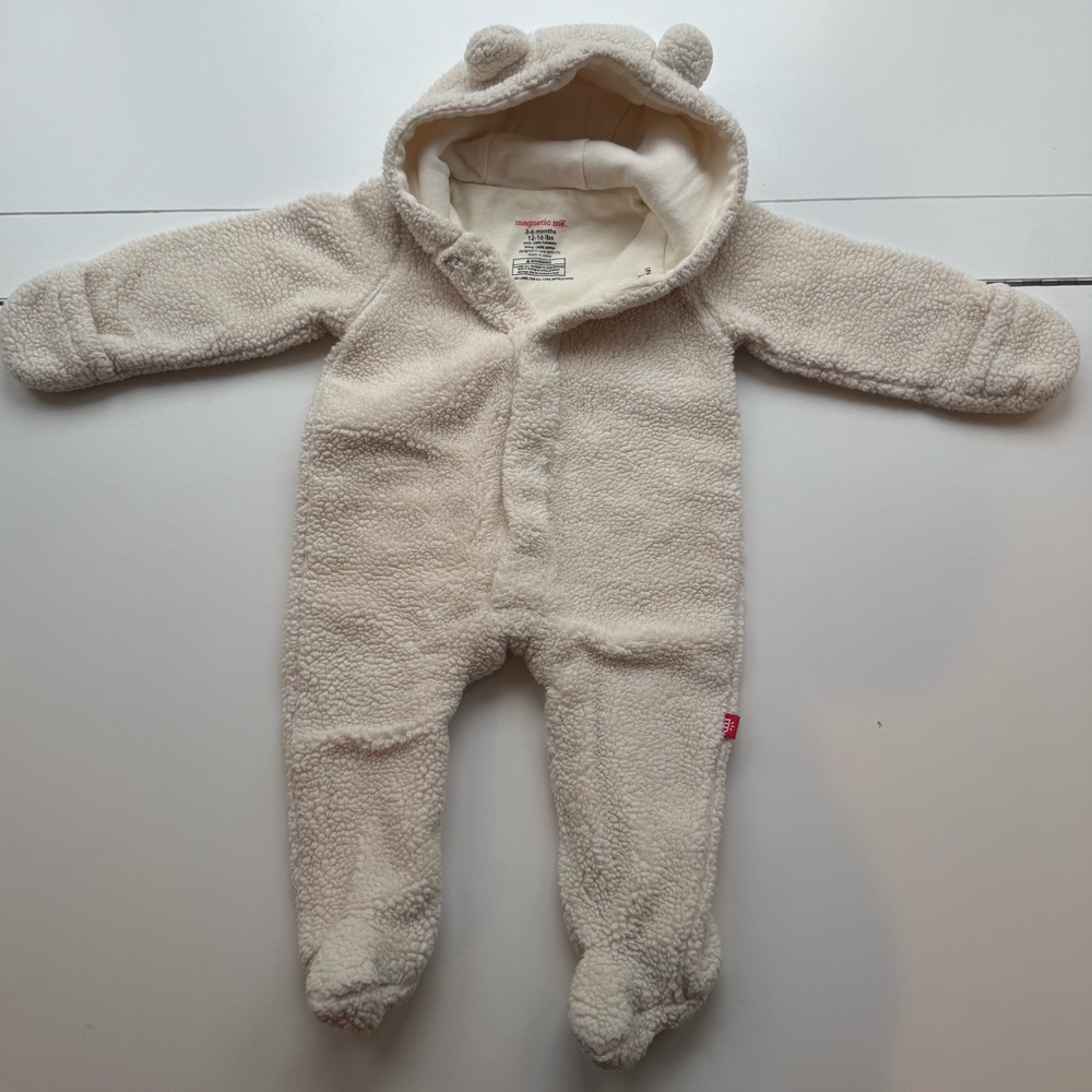 Magnetic Me Cream Sherpa Hooded One-Piece with Ears